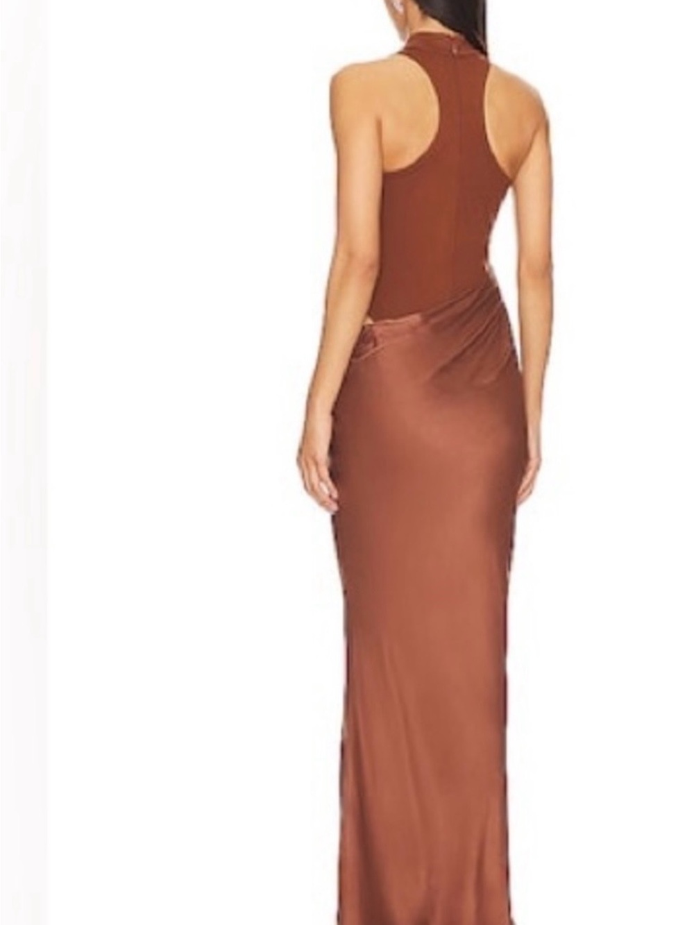 Camila Coelho Brown One-Shoulder Draped Evening Gown - Picture 3 of 4